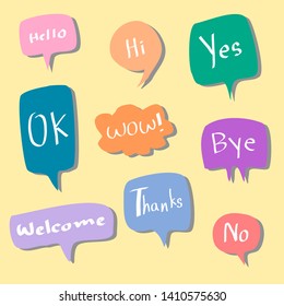 color speech bubbles set with words. vector illustration