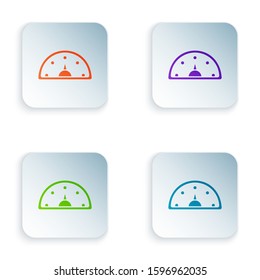 Color Speedometer icon isolated on white background. Set icons in square buttons. Vector Illustration
