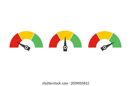 Color speedometer indicators set. Speedo flat icons isolated. Vector illustration