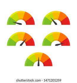 color speedometer set in flat style, vector illustration