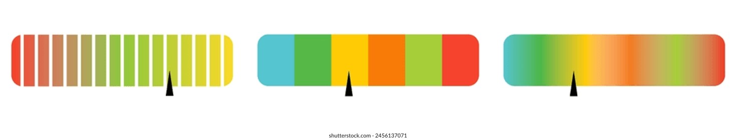 Color speedometer set. Meter leve. Colored sxale. Indicator with different color.