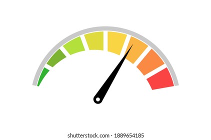 Color speedometer. Speed ​​meter. Heating, temperature scale icon. Vector illustration
