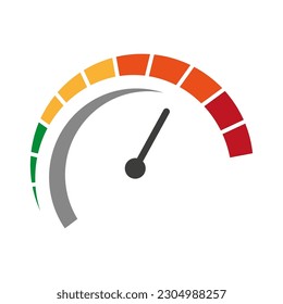 Velocímetro de color. Medidor de velocidad. Calefacción, icono de escala de temperatura. Ilustración vectorial.