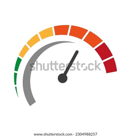 Color speedometer. Speed meter. Heating, temperature scale icon. Vector illustration.