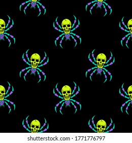 color spider on black background