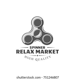 Color spinner label isolated on white background. Design element. Template for logo, signage, branding design. Vector illustration