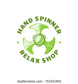 Color spinner label isolated on white background. Design element. Template for logo, signage, branding design. Vector illustration