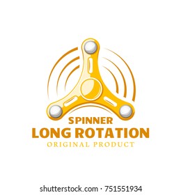 Color spinner label isolated on white background. Design element. Template for logo, signage, branding design. Vector illustration