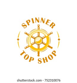 Color spinner label isolated on white background. Design element. Template for logo, signage, branding design. Vector illustration