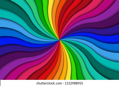 Color spiral background, bright colorful swirling radial pattern, abstract vector illustration