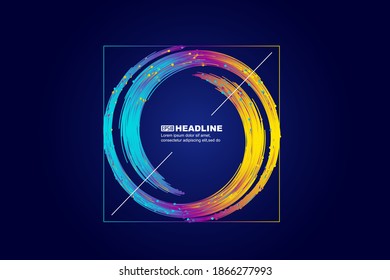 Color spiral dotted line, abstract technology poster vector background.