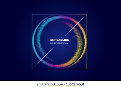 Color spiral particles, abstract technology poster vector background.