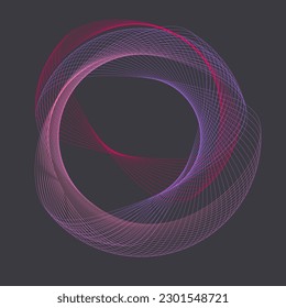 Color spirograph pattern, style shape, black background, graphic element, geometric ornament, color lines, radial print
