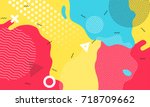 Color splash abstract cartoon background or children playground banner design element. Vector overlay colorful spotty pattern of geometric shape, line and dot in trendy Memphis animation 80s-90s style
