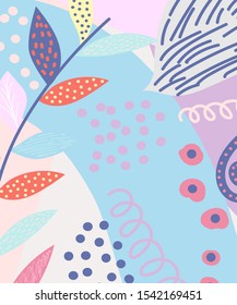 Color splash abstract floral cartoon background or Playground banner design element. Vector shape trends to brochure cover template design.