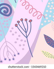Color splash abstract floral cartoon background or Playground banner design element. Vector shape trends to brochure cover template design.
