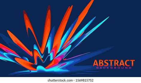 Color splash. Abstract template with colorful blast on sapphire blue background. Vector graphic pattern