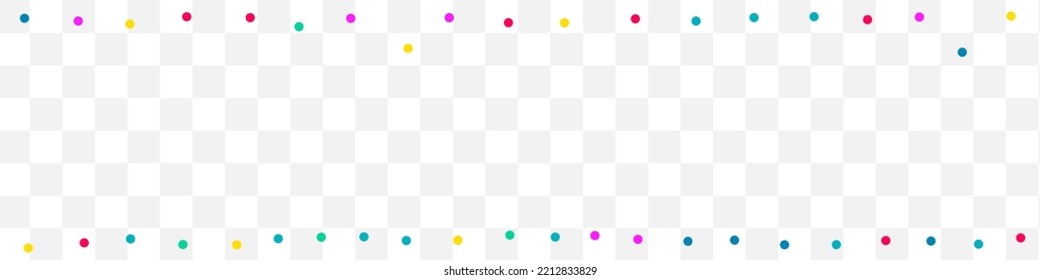 Color Splash Abstract Vector Transparent Panoramic Background. Celebration Dot Invitation. Carnival Round Texture. Rainbow Polka Carnaval Illustration.