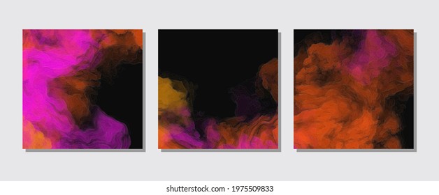 Color Splash banners set. Background design of smoke paint. Creativity abstract art,Vector illustration.