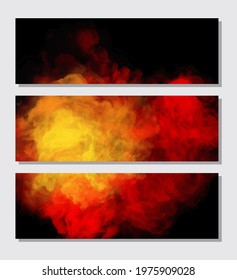 Color Splash banners set. Background design of smoke paint. Creativity abstract art,Vector illustration.