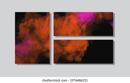 Color Splash banners set. Background design of smoke paint. Creativity abstract art,Vector illustration.