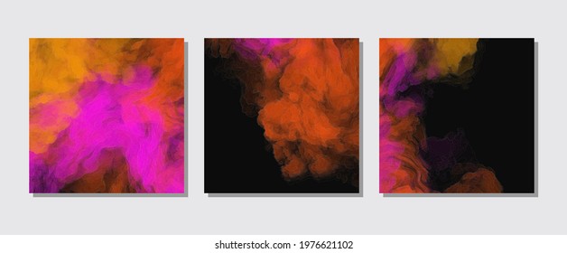 Color Splash banners set. Background design of smoke paint. Creativity abstract art,Vector illustration.