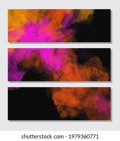 Color Splash banners set. Background design of smoke paint. Creativity abstract art,Vector illustration.