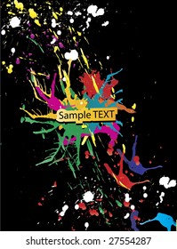  Color splash blob on a black background.