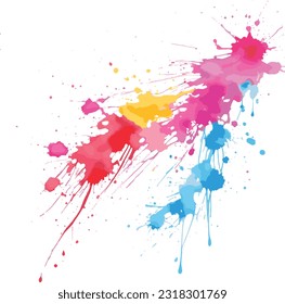 color splash, brush, Color powder splash for Holi gulal, with white background, illustration, Bright colorful watercolor splash splatter stain brush strokes on white background.