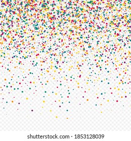 Color Splash Carnaval Transparent Background. Celebrate Confetti Postcard. Fun Circle Texture. Orange Polka Celebration Design.