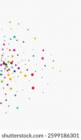 Color Splash Carnaval Vector Transparent Background. Fun Dot Illustration. Independence Polka Pattern. Rainbow Circle FallingFestive Texture.