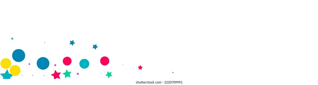 Color Splash Decoration Vector White Panoramic Background. Festival Constellation Texture. Effect Dot Design. Falling Confetti Celebrate Wallpaper.