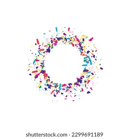Color Splash Festival Vector White Background. Colorful Falling Grain Illustration. Saturated Round Top Wallpaper. Festive Circle Celebration Design.