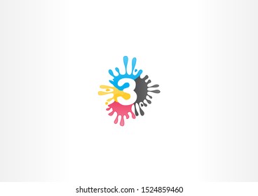 color splash illustration with 3 shape design