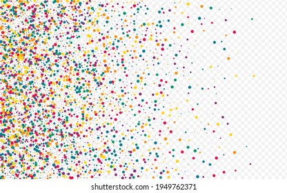 Color Splash Independence Transparent Background. Christmas Round Invitation. Flying Confetti Pattern. White Rain FallingFestive Background.