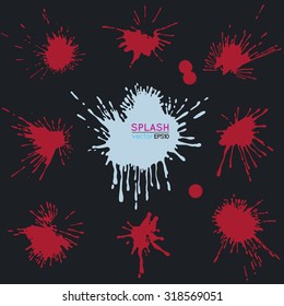 Color splash isolated on black backgrounds. Set. Cartoon style. Design elements. Graphic Design Editable For Your Design. Vector.