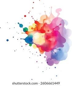 Color splash on white background, paint, splatter, ink splash, Bright colorful watercolor splash splatter stain brush, Color powder splash for Holi gulal, Colorful Paint, Ink Splashes.