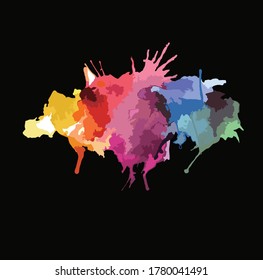 Color Splash series. Background design of fractal paint and rich texture on the subject of imagination, creativity and art