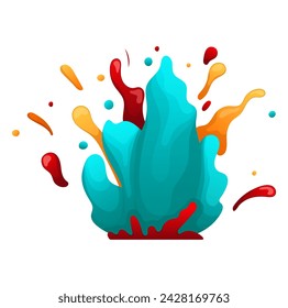 Salpicadura de color del conjunto. A través de la ilustración hábil y el diseño creativo, esta obra de arte invita a los espectadores en un viaje colorido, mostrando caídas juguetonas. Ilustración vectorial.