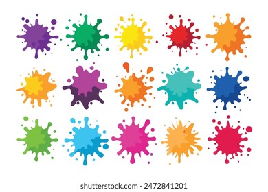 Color Splash: Sets of Multicolor Splashes on White Background