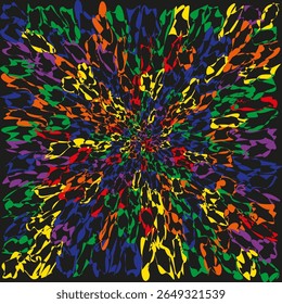 Color splash spiral. Psychedelic swirl burst. Dynamic Vector energy. Abstract dark storm.