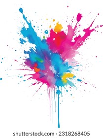 color splash,  stain brush, brush, Bright colorful watercolor splash splatter stain brush, Color powder splash, Bright colorful watercolor splash splatter stain brush strokes on white background. 