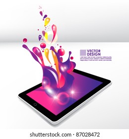 color splash from tablet computer conceptual vector design