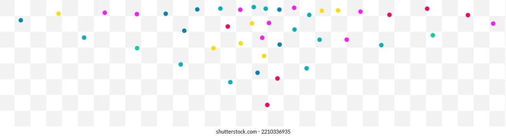 Color Splash Top Vector Transparent Panoramic Background. Carnival Dust Card. Festival Dot Invitation. Happy Polka Fun Pattern.