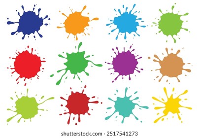 Color splashes of paint. Fun abstract spots. Artistic splashes of liquid paint. Vector illustration