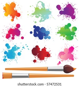 color splashes and paintbrushes