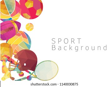 Color sport background. Football, basketball, hockey, box, golf, badminton,  volleyball, table tennis,  tennis. Geometric sport. Vector illustration
