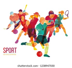 	
Color sport background. Football, basketball, hockey, box, golf, tennis. Vector illustration - Shutterstock ID 1238947030