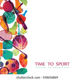 Color Sport Background. Football, Basketball, Hockey, Box, Golf, Tennis. Vector Illustration