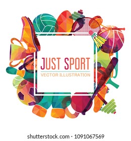 Color sport background. Football, soccer, basketball, hockey, box, golf, tennis. Vector illustration